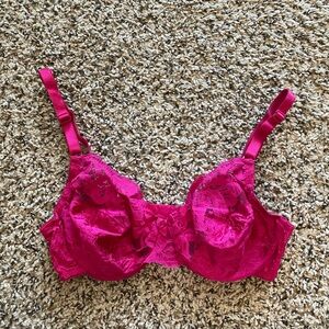 Vintage Victoria’s Secret Berry Purple Pink Bra 32C Lace Bow